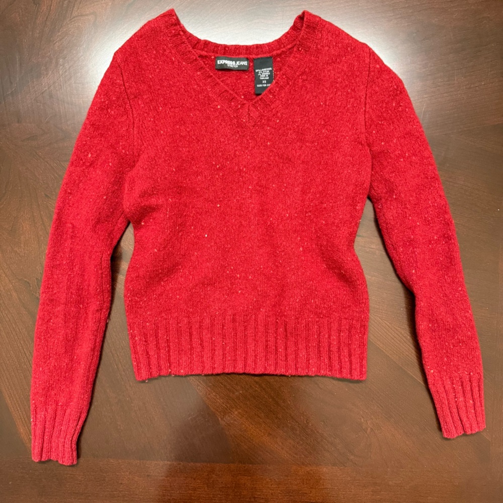 Vintage Express Red V-Neck Sweater